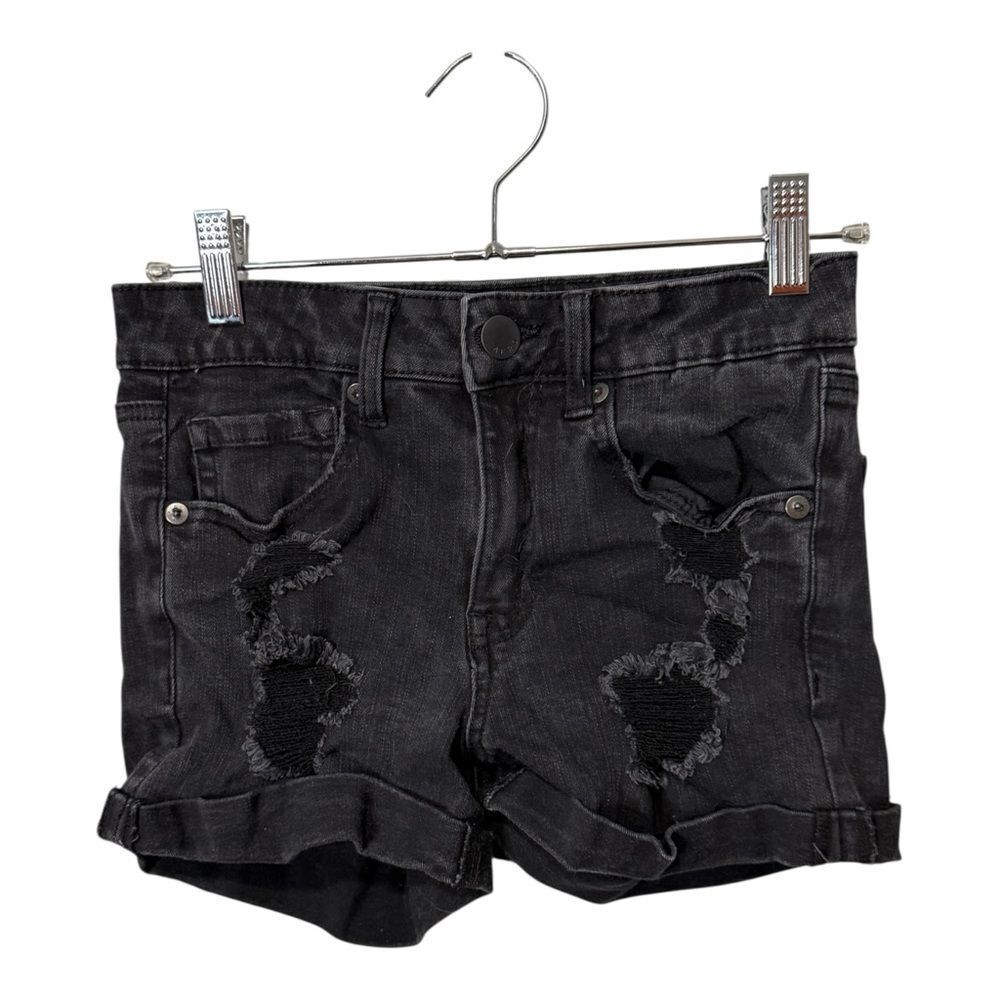 Aeropostale Black Distressed High Rise Midi Shorts Size 4